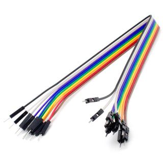 12" Male-Male Rainbow Breadboard Jumper Wire for Arduino - 10 Pack (D77)