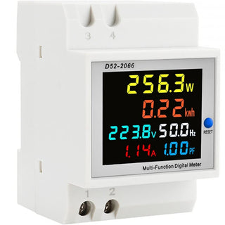 Single Phase DIN Rail Power Meter Ammeter Volt Meter - 80-300V