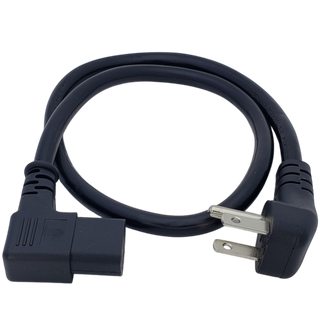 Right Angle (90 degree) 5-15P Plug To IEC C13 Angle - 2Ft 16AWG