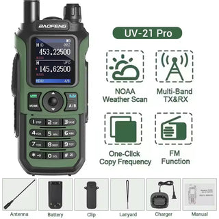 Baofeng UV-21 Pro Wireless Walkie Talkie Waterproof Type-C Charger Ham Radio