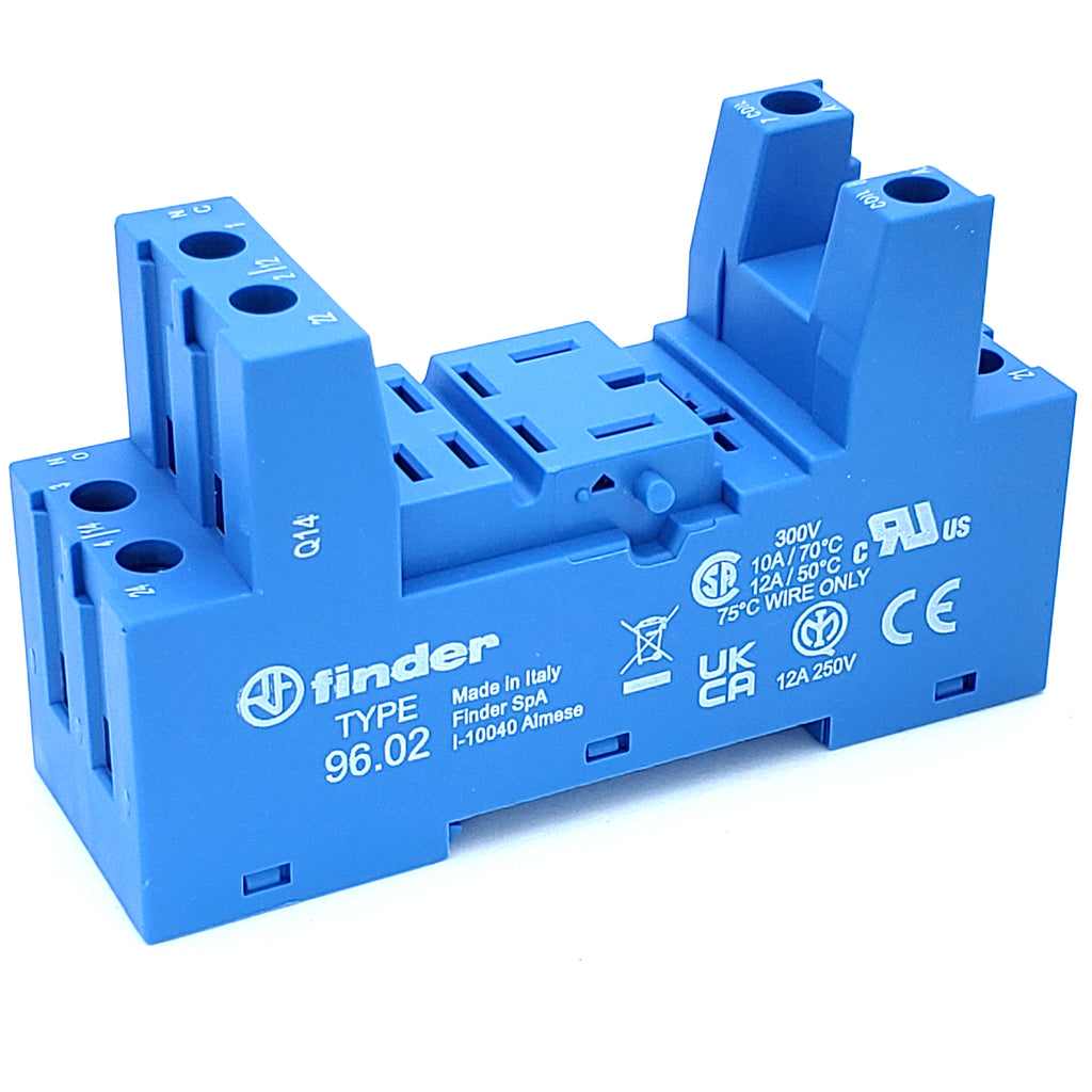 DPDT - Power Relay Socket - Finder 96.02 - DIN Rail - 8 Pin