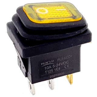 Waterproof Yellow Rocker Switch 12 VDC SPST