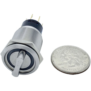 5A Rotary Switch with Blue LED Indicator (ON-OFF-ON)