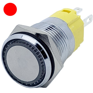 Waterproof Metal Momentary Push Button Switch with Red LED Indicator