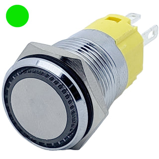 Waterproof Metal Momentary Push Button Switch with Green LED Indicator