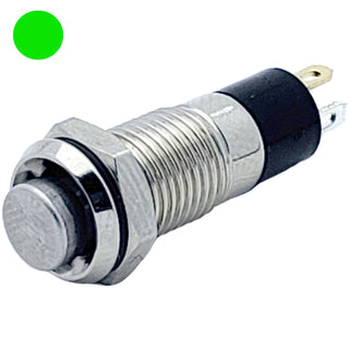 8mm Panel-Mount Momentary Push Button with Green LED indicator