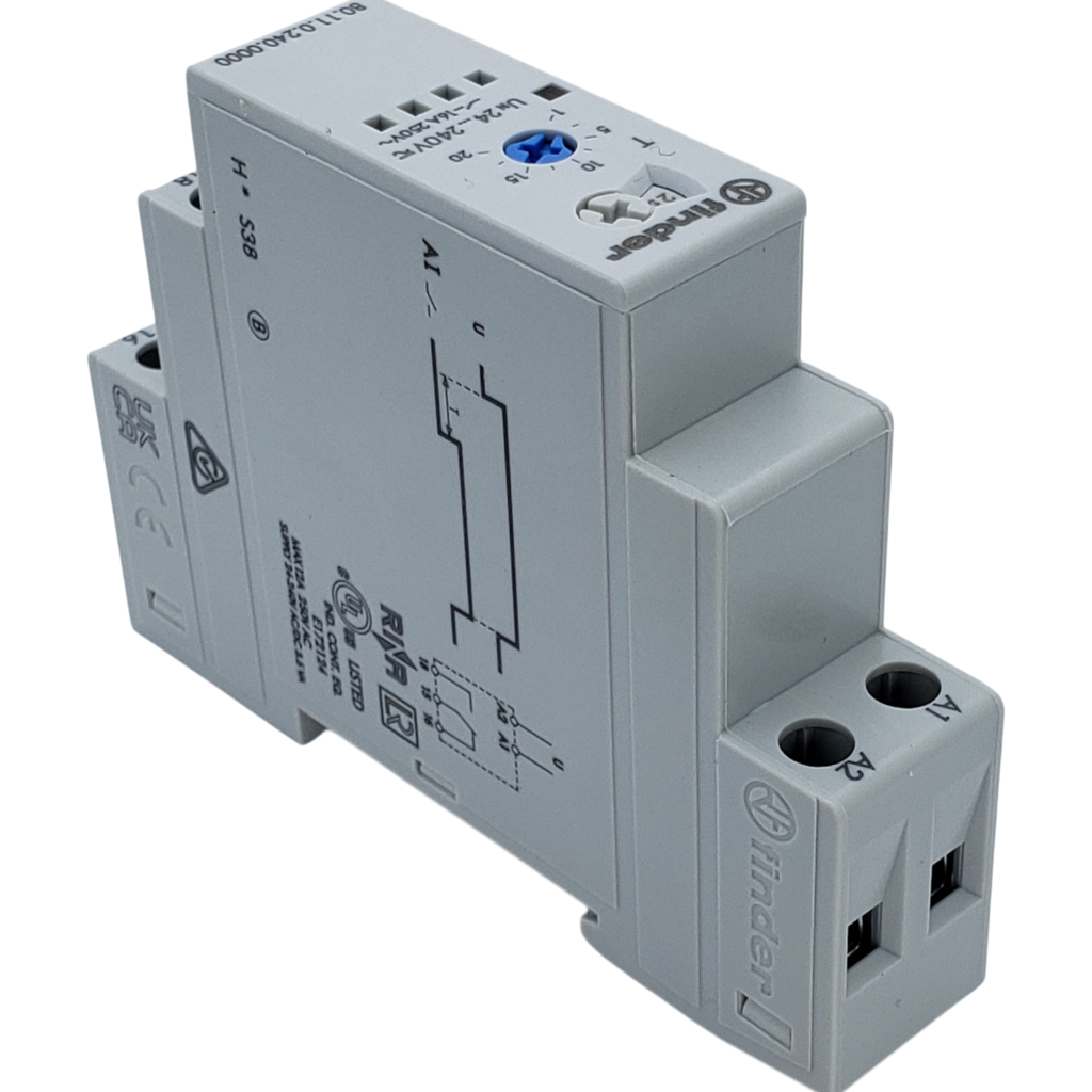 On-Delay Time Delay Relay SPDT DIN Rail 24/240V AC - Finder 80.11.0.24