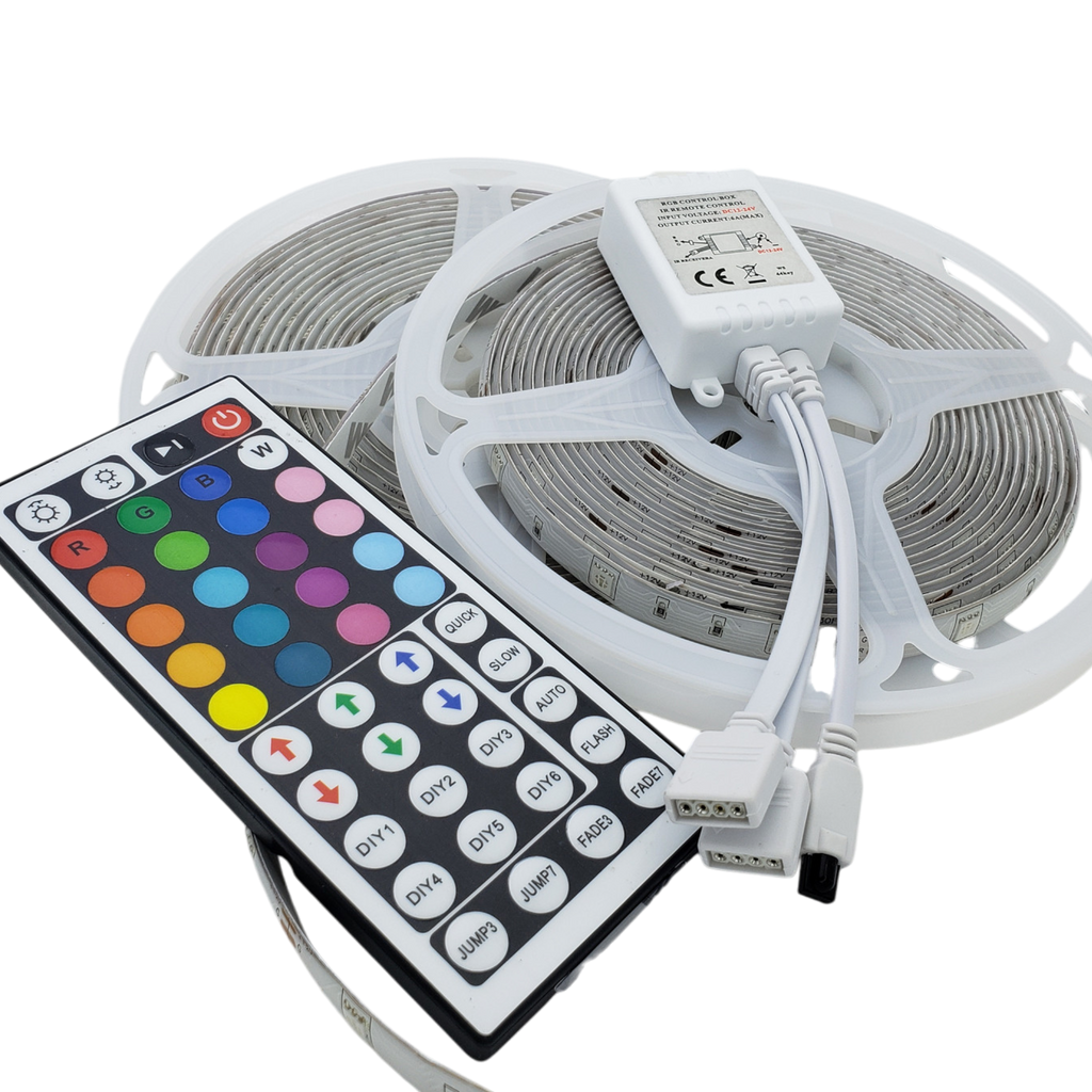 12V RGB LED Strip Kit W/Power Supply - Plug And Play - 32.8ft IP65