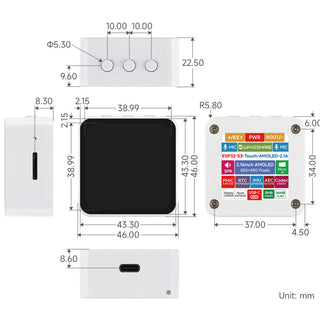 ESP32-S3 2.16inch AMOLED Display Development Kit W/Battery