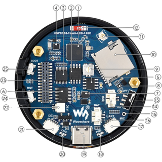 ESP32-S3 1.85in Round LCD Display Board WiFi + Bluetooth W/Battery