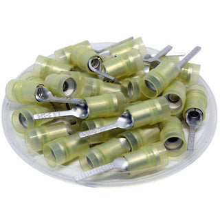 Flat Blade Crimp Terminals, Yellow, 18mm Pin, 50 Piece Pack - 12 to 10 AWG