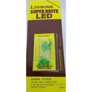 Linrose B4304H5-10PK-LED 5mm LED-GREEN-10Pack