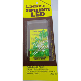 Linrose B4304H5-25PK-LED 5mm LED-GREEN-25Pack