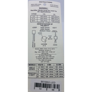 Linrose B5100H1-RED 5mm Red Panel Mount LED