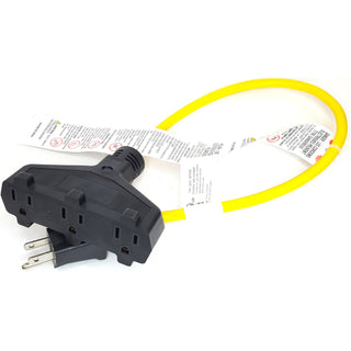 Three Outlet Power Strip Adapter - SJTW 14/3 Yellow