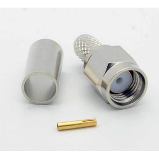 Reverse SMA Male 3 Piece Crimp Connector for RG-58 Coax