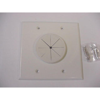 Double Gang Bulk Cable Wall Plate with Grommet White (Hole)