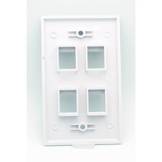 4 Port Blank Keystone Wall Plate - White