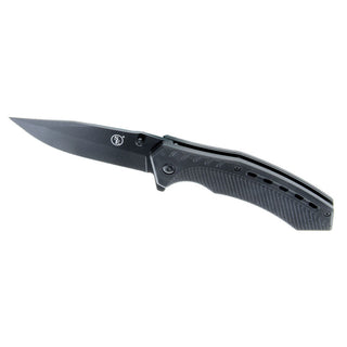 4.5" Spring Assisted Black Metal Blade/Body Pocket Knife With Clip