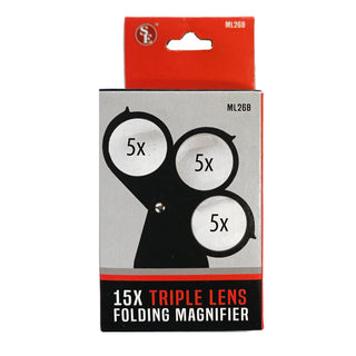 1-1/4"/15x Triple Lens Folding Pocket Magnifier (5x, 5x, 5x)