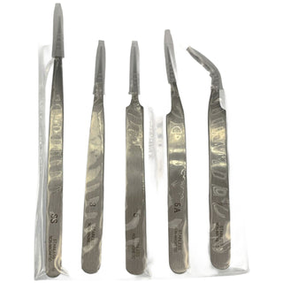 5-Piece Non-Magnetic Stainless Steel Precision Tweezer Set