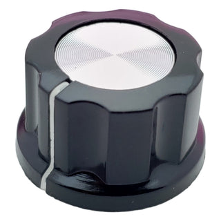 Boss-Style Potentiometer Knob - Black with Silver Top