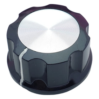 33mm Boss-Style Black and Silver Potentiometer Knob