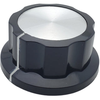 Large 45 mm (1.77 in) Potentiometer Knob - Black/Silver