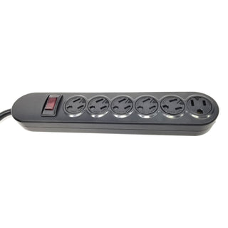 6 Outlet Safety Power Strip  w/9' Cord - Black