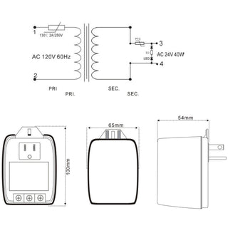 Plug In AC Transformer - 24VAC 40VA