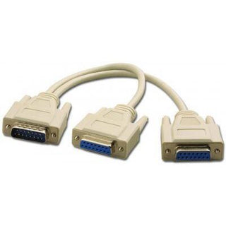 D-Sub DB15 Y Cable - Two Female To One Male - S-Y-15M/FX2