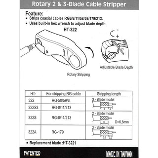 Coaxial Cable Stripper RG-8/11/213
