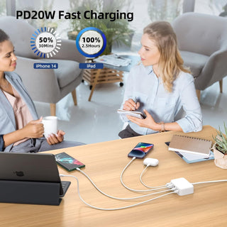 6 Port USB Charging Station - 100W - USB-C PD QC