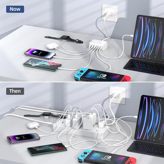 6 Port USB Charging Station - 100W - USB-C PD QC