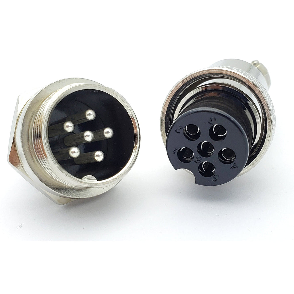6 Pin Mic Connector Male/Female Pair - Large - 5A 150V GX20