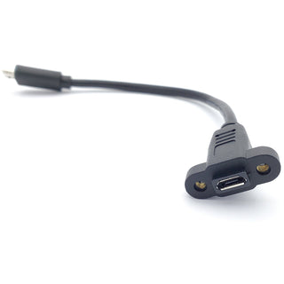 Micro USB Panel Mount Connector - Male To Female Extension  0.50' (152.4mm) Shielded