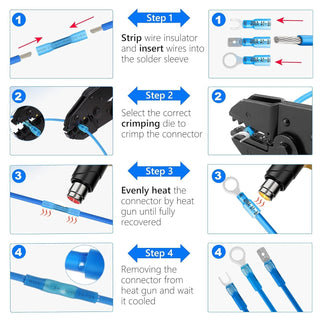 Heat Shrink Terminal Kit - 200 Pcs - Butt - Ring - Spade - Fork