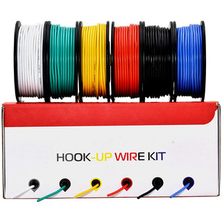 22AWG Solid Pre-tinned Hookup Wire 6-Pack 33Ft each (Red, Black, Yellow, Green, Blue, White)