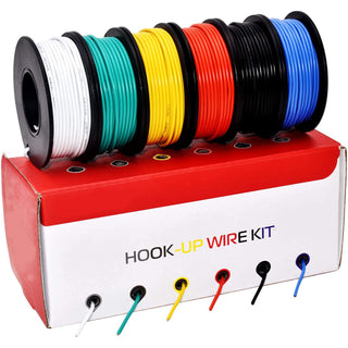 22AWG Solid Pre-tinned Hookup Wire 6-Pack 33Ft each (Red, Black, Yellow, Green, Blue, White)