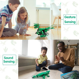 Dinosaur Building Blocks STEM Building Kit for Kids 8+ yrs, Walking Dinosaur and Moving Crocodile Toy, 450 pcs