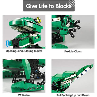 Dinosaur Building Blocks STEM Building Kit for Kids 8+ yrs, Walking Dinosaur and Moving Crocodile Toy, 450 pcs