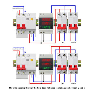 Single Phase DIN Rail Power Meter Ammeter Volt Meter - 80-300V