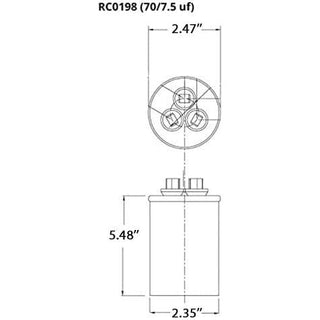 Motor Run Dual Capacitor 7.5/70 uF 370-440V