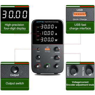 Benchtop Power Supply 10A 0-30V 0-10A W/ USB