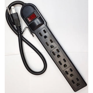 6 Outlet Surge Protector w/1.5' Cord Black