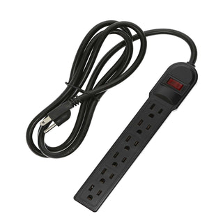 6 Outlet Surge Protector w/6' Cord Black