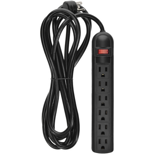 6 Outlet Surge Protector w/12' Cord Black