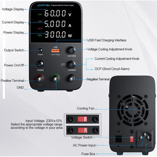 60V 5A Adjustable Bench Top LAB DC Power Supply