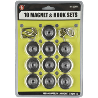 10 Piece Magnetic Hook Set 8 Lbs Pull Strength