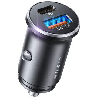 USB Car Phone Charger - USB-C & USB-A 48 Watts - 12V Cigarette Charger